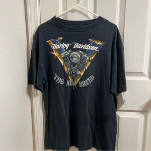 Harley-Davidson Black and Gold Engine Graphic Tee